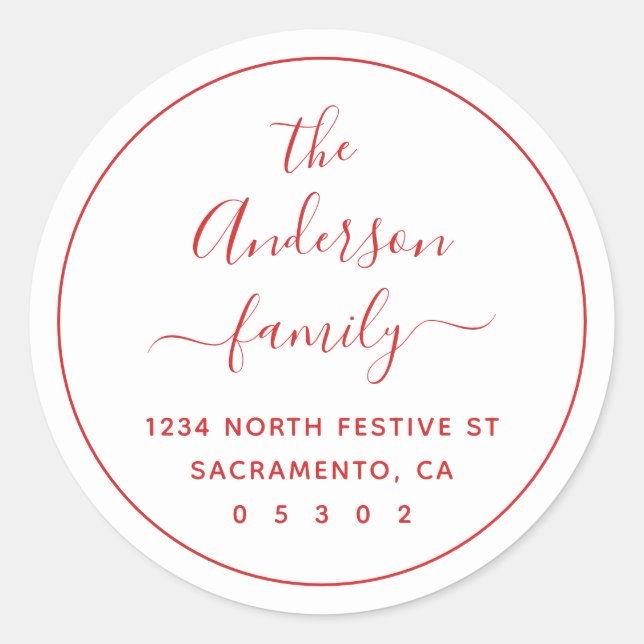 Adesivo Nome da Família Branca Festiva Moderna Endereço de (Frente)