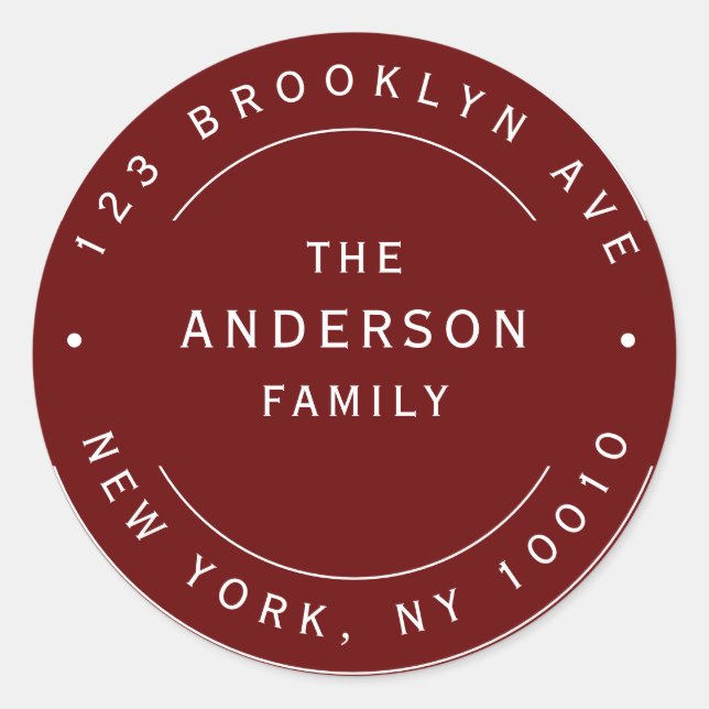 Adesivo Nome da Família Burgundy Rótulo de Endereço de Ret (Frente)