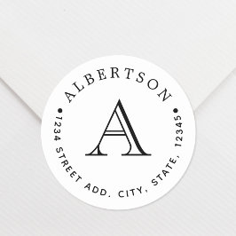 Adesivo Nome da Família Clássico do Monograma Preto Endere