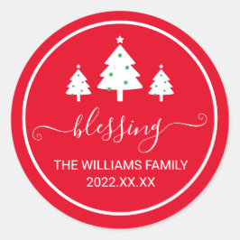 Adesivo Nome da família das árvores de Natal da Bênção Ver