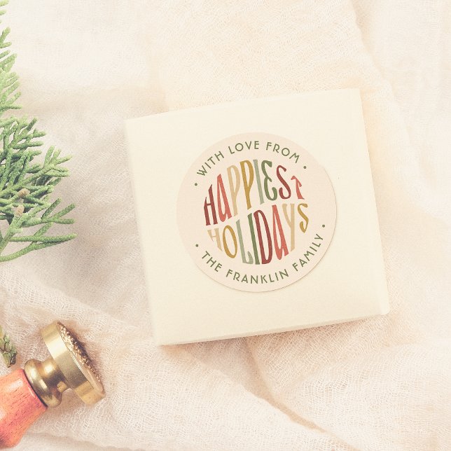 Adesivo Nome da Família de Feriados Mais Felizes do Retro  (Criador carregado)