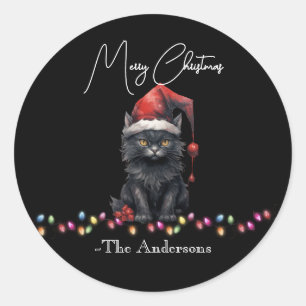 Adesivo Nome da Família de Gatinhos de Natal Sombrios