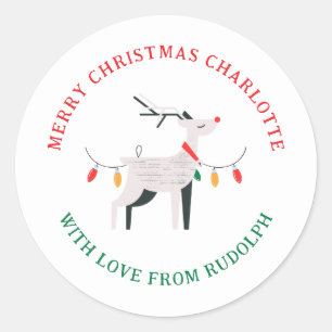 Adesivo Nome da Família de Natal de Reindeer Minimalista E