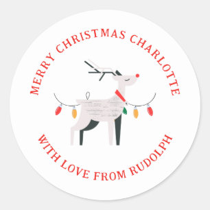 Adesivo Nome da Família de Natal de Reindeer Minimalista E