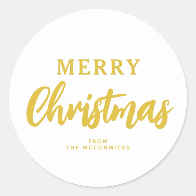 Adesivo Nome da família de Natal Dourado e Mal-humorístico (Frente)