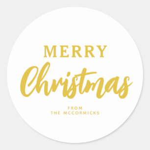 Adesivo Nome da família de Natal Dourado e Mal-humorístico