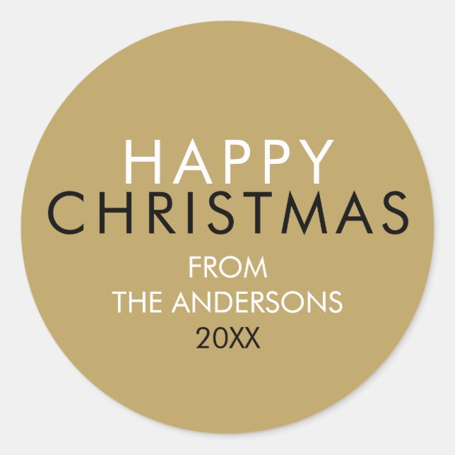 Adesivo Nome da família de Natal feliz e Dourado elegante (Frente)