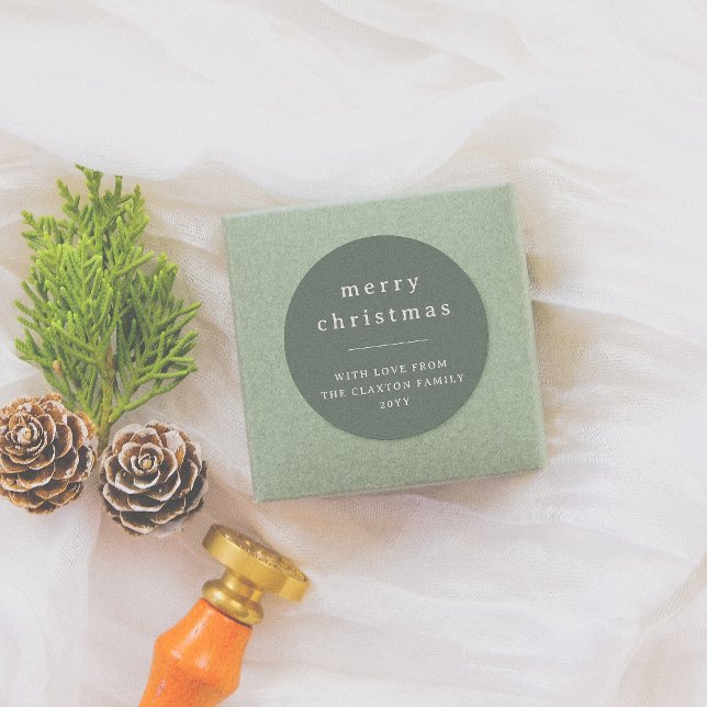 Adesivo Nome da Família de Natal Moderno e Mínimo Verde (Criador carregado)