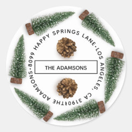 Adesivo Nome da família Endereço RSVP Árvore de Natal Bran