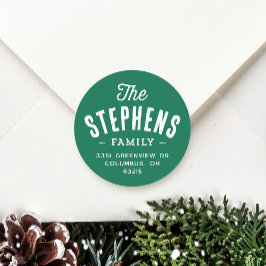 Adesivo Nome da família endereço verde de retorno de feria