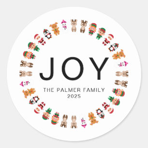 Adesivo Nome da Família Floral Christmas Wreath