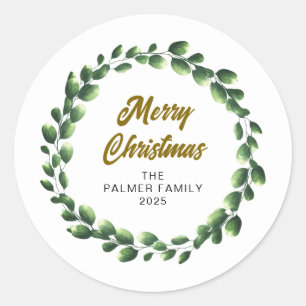 Adesivo Nome da Família Floral Christmas Wreath