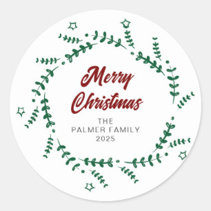 Adesivo Nome da Família Floral Christmas Wreath