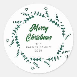 Adesivo Nome da Família Floral Christmas Wreath