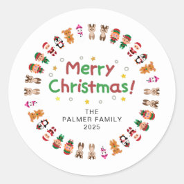 Adesivo Nome da Família Floral Christmas Wreath