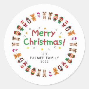 Adesivo Nome da Família Floral Christmas Wreath