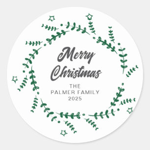 Adesivo Nome da Família Floral Christmas Wreath