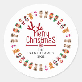 Adesivo Nome da Família Floral Christmas Wreath