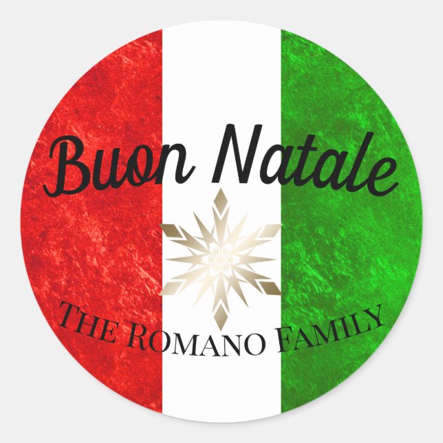 Adesivo Nome da família italiana Buon Natale Flag Christma (Frente)