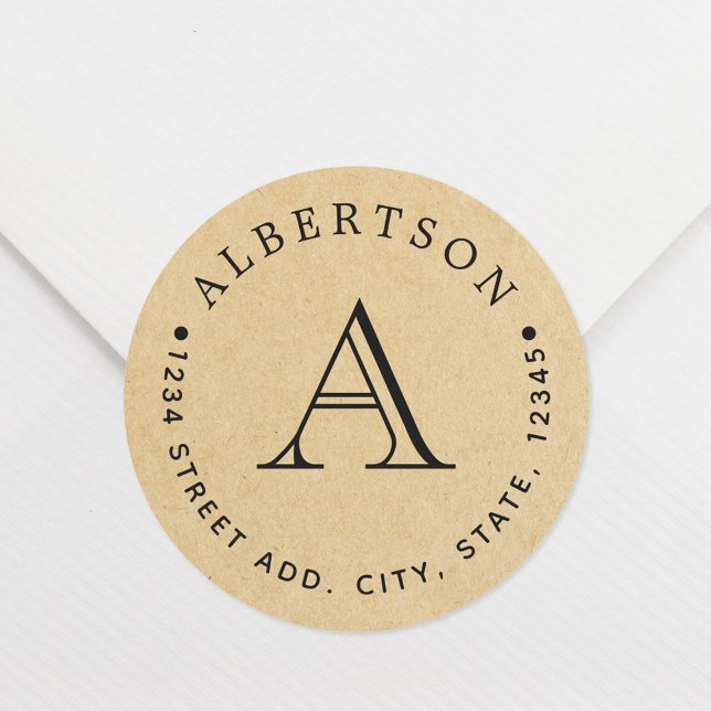 Adesivo Nome da Família Monograma Clássico Endereço de Dev (Criador carregado)