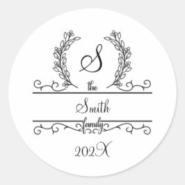 Adesivo Nome da Família Monograma Saída de fonte de script