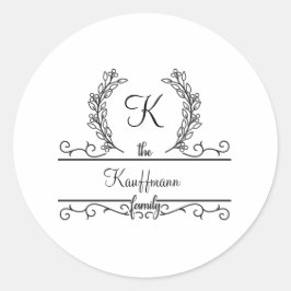 Adesivo Nome da Família Monogramado Script com Florescimen