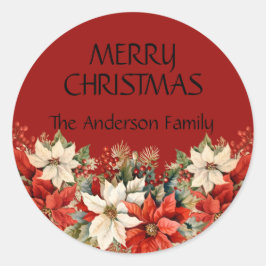 Adesivo Nome da família personalizada de Poinsettias de Na