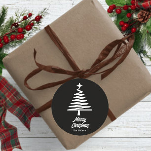 Adesivo Nome da família personalizada Feliz Natal Preto