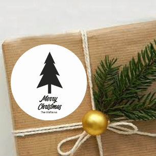 Adesivo Nome da família personalizada Feliz Natal Preto