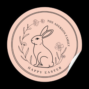 Adesivo Nome da família personalizada minimalista Bunny da