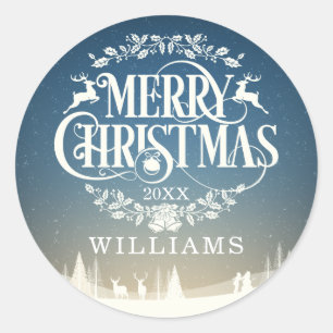 Adesivo Nome da Família Personalizado Natal Feliz Inverno