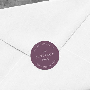 Adesivo Nome da família Roxo Escuro Endereço de Retorno Mo