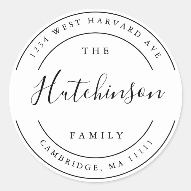 Adesivo Nome da família simples Rótulo de endereço de devo (Frente)