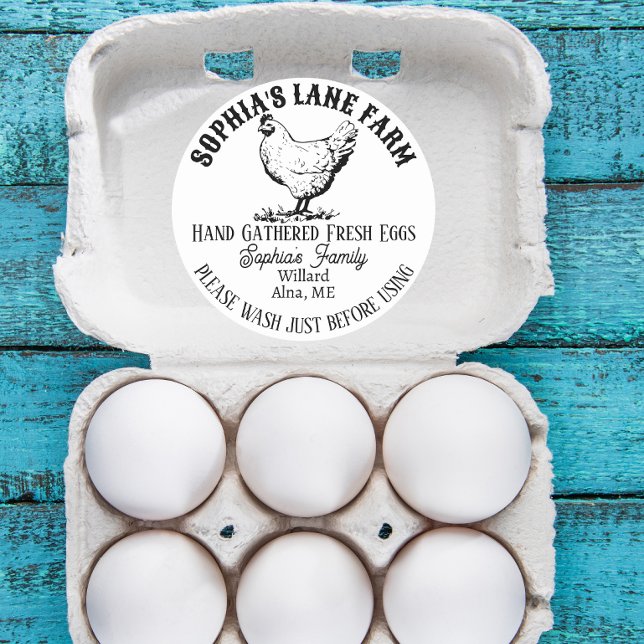 Adesivo Nome da Fazenda Moderna Russa com Ilustração de Ga (modern personalized farm name with address)