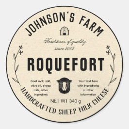 Adesivo Nome da fazenda | Rua | Queijo de leite de ovelha 