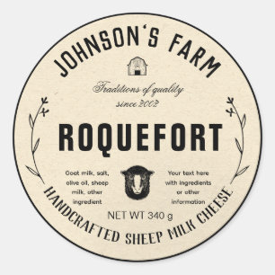 Adesivo Nome da fazenda   Rua   Queijo de leite de ovelha 