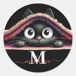 Adesivo Nome da Menina com Monograma do Roteiro do Gatinho
