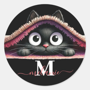 Adesivo Nome da Menina com Monograma do Roteiro do Gatinho