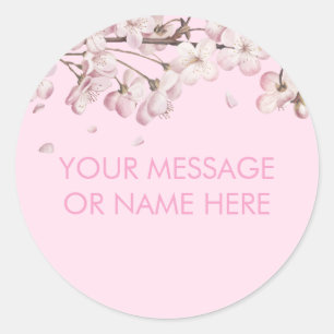Adesivo Nome da Mensagem Flor de Sakura Rosa Moderna