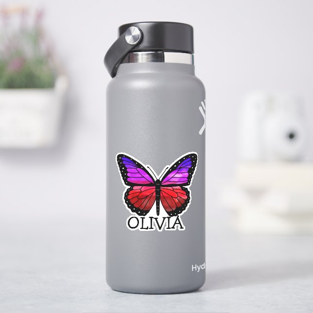 Adesivo Nome da moça de borboleta personalizada (HidroFlask)