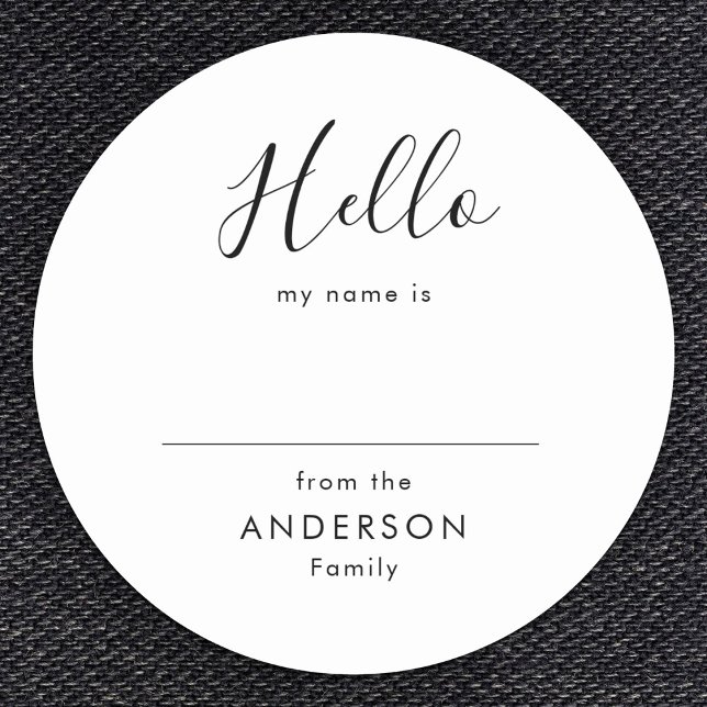 Adesivo Nome da Reunião Simples da Família de Script Moder (Criador carregado)