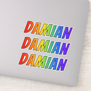 Adesivo Nome "DAMIAN" com coloração do arco-íris do