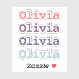 Adesivo Nome das Crianças com Cores de Gradiente Roxo Cort