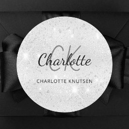 Adesivo Nome das iniciais do monograma de brilho prateado