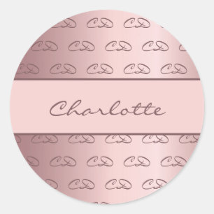 Adesivo Nome das iniciais do monograma de rosa poeirento c