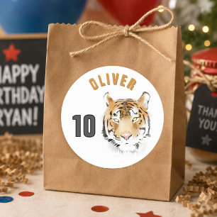 Adesivo Nome de Aniversário Aquarela Cabeça de Tigre