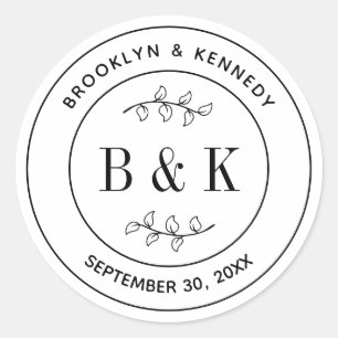 Adesivo Nome de Casal Monograma Floral Botânico Divertido