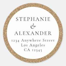 Adesivo Nome de Casamento Glitter Dourado Endereço de Reto