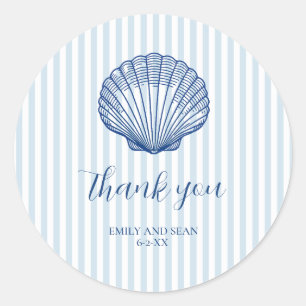 Adesivo Nome de Casamento Personalizado Seashell Obrigado
