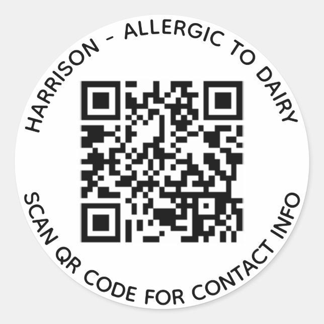 Adesivo Nome de código QR personalizado texto informações  (Frente)